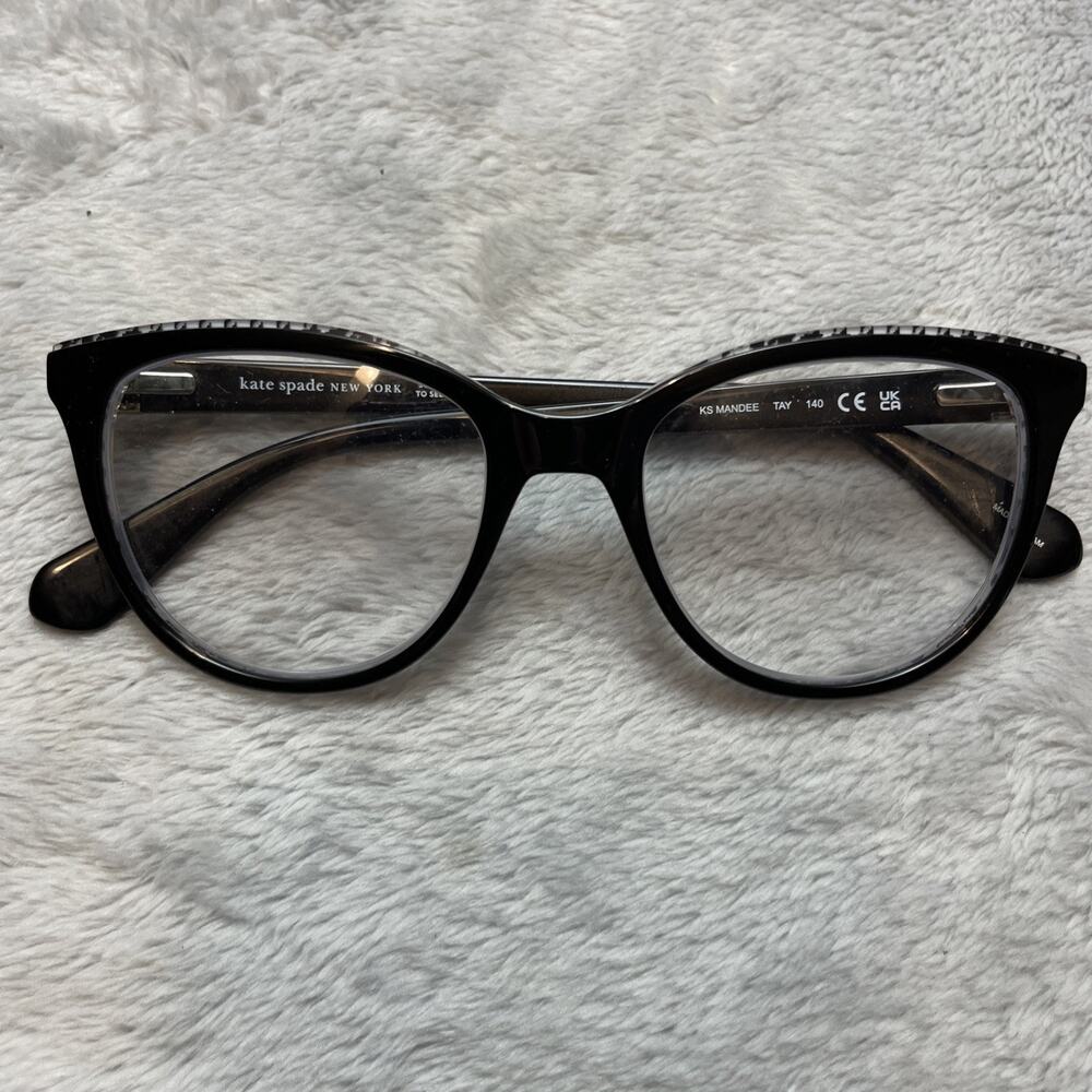 Kate Spade Eyeglasses Womens Sandee Tay 140 Black Gray Houndstooth *FRAMES ONLY*